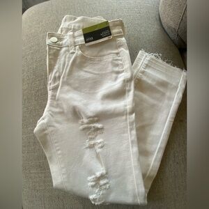 a.n.a mid-rise skinny ankle white jeans